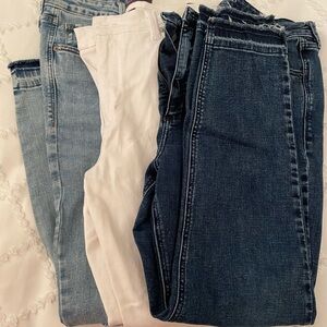 Lot of Three Pairs of Women's Skinny Jeans - Light Blue, White, Dark Blue